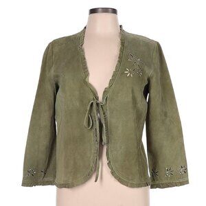 Karen Kane Green Leather Jacket with Cut-Outs, LG